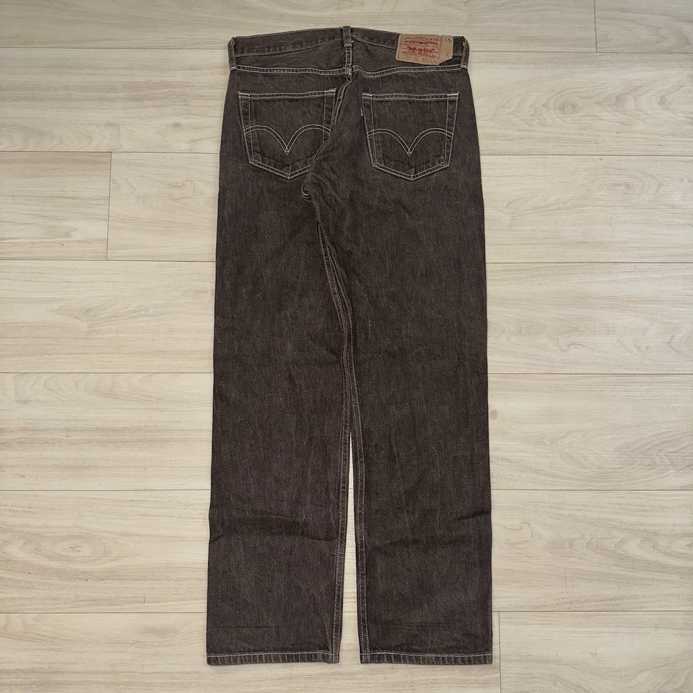 Vintage Levi's 501 Jeans Mens 34x34 (33x31) Brown Denim Button Fly Straight Leg - Picture 4 of 9